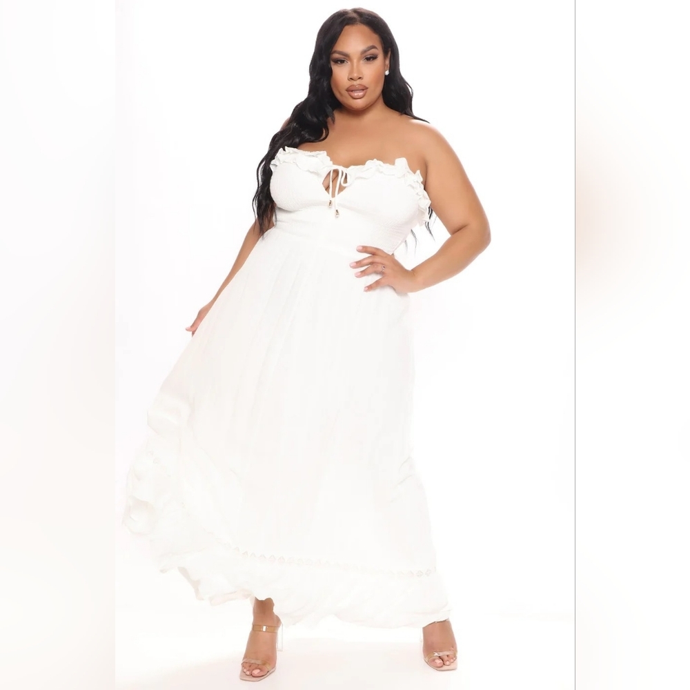 Fashion Nova White Maxi Dress Always A Beach Day Boho Vacation White Size XL